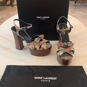 FINAL PRICE-CLOSET CLEAR OUT! Authentic Saint Laurent Tapestry Platform Sandals